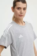 Koszulki sportowe damskie - adidas Performance t-shirt bawełniany TIRO damski kolor szary IR9355 - miniaturka - grafika 1