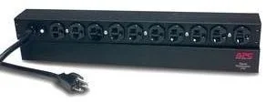 APC Basic Rack-Mount PDU - Steckdosenleiste Rack - einbaufahig - Wechselstrom 120 V - 2.4 kW - Eingabe, Eingang NEMA 5-20 - Ausgangsanschlusse: 10 NEMA 5-20 - 1U - 48.3 cm 19" - 3.7 m Schnur - Schwarz - fur P/N: SMTL1000RMI2UC, SMX1000C, SMX150 AP9563 - Listwy zasilające - miniaturka - grafika 1