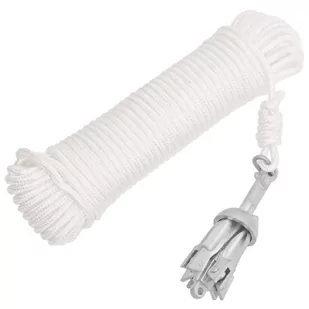 vidaXL Składana kotwica z liną, srebrna, 0,7 kg, żeliwo ciągliwe - Żeglarstwo - miniaturka - grafika 1