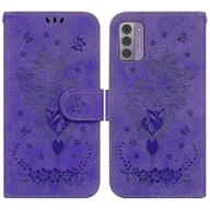 Portfele - Kompatybilny z Nokia G42 5g Portfel Etui Flip Pu Skórzane Wytłoczenie Różane Kwiaty Magnetyczna podpórka Gniazda na karty Okładka f74 Fioletowy - miniaturka - grafika 1