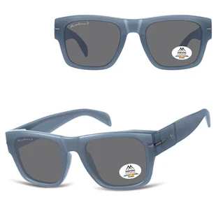 Szaro- niebieskie prostokątne okulary przeciwsłoneczne z polaryzacją MP189D - Okulary korekcyjne, oprawki, szkła - miniaturka - grafika 1