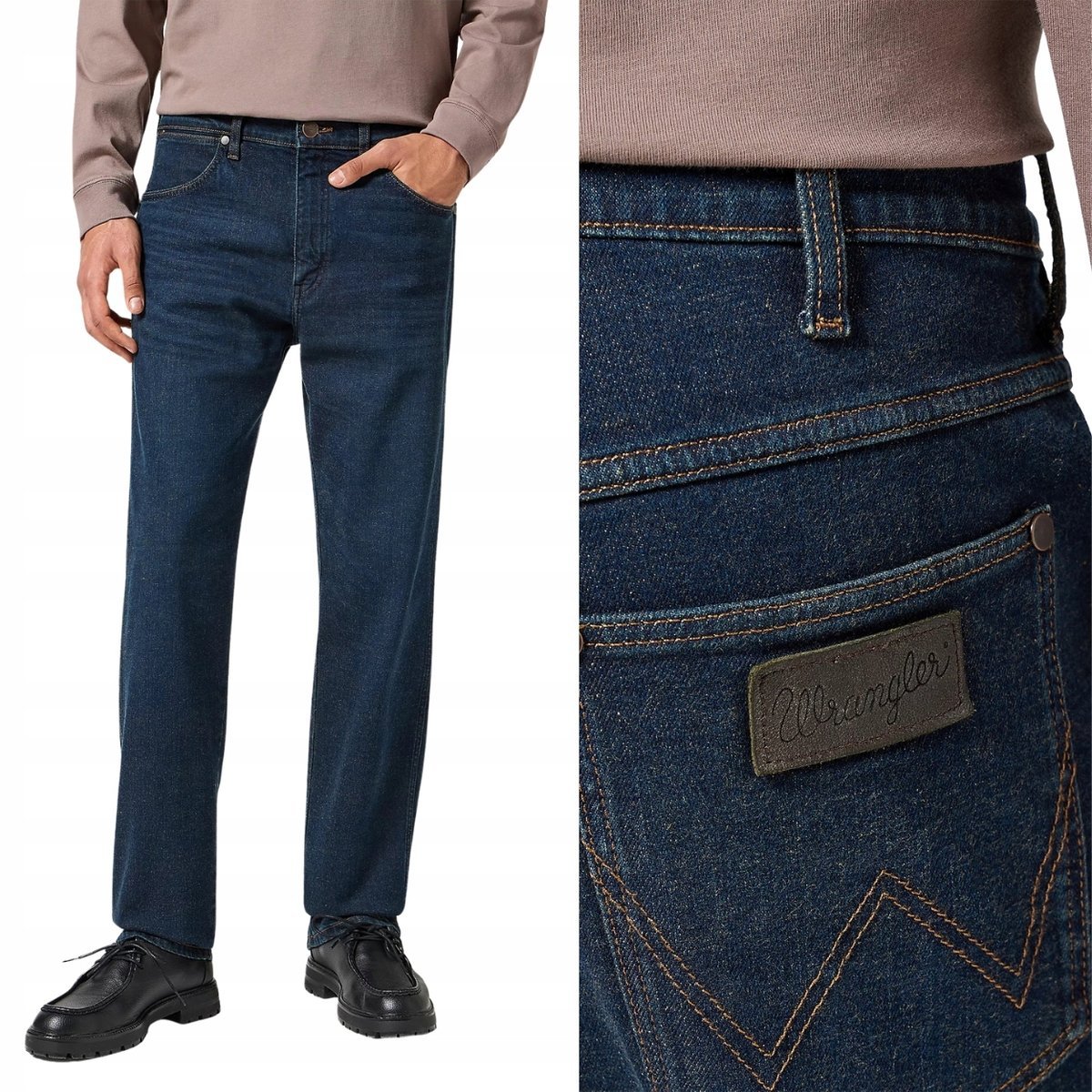 Wrangler FRONTIER Coal Dust proste luźne granatowe spodnie jeansowe W32 L32