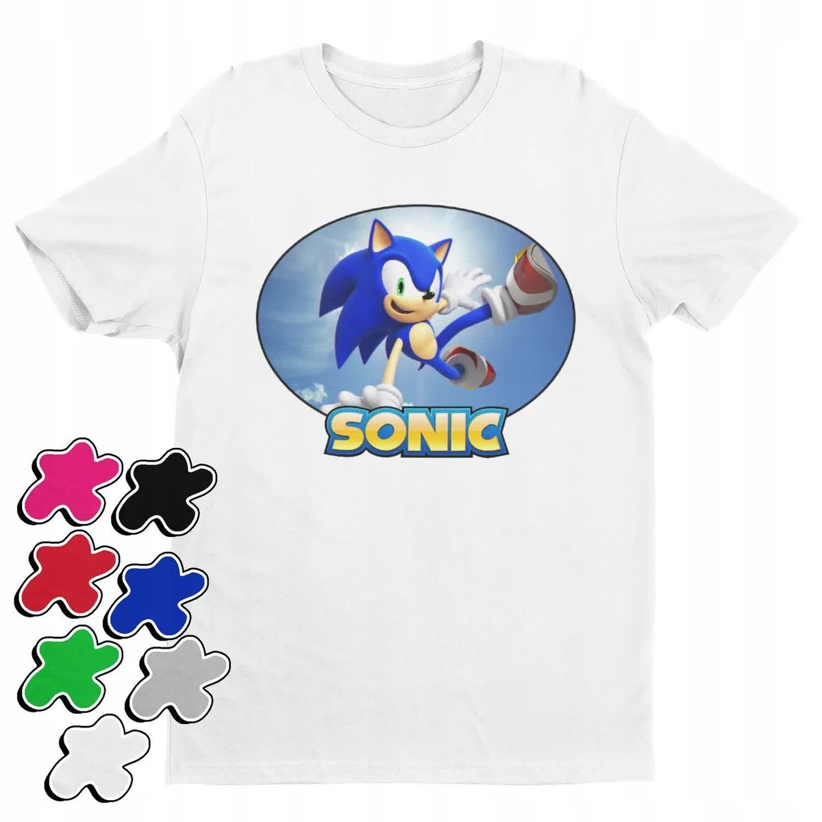 Koszulka T-Shirt Dziecięca Z Nadrukiem Sonic Różne Wzory Kolory -M 134-140