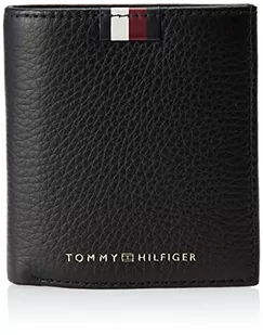Tommy Hilfiger Męskie TH PREM LEA potrójnie składane portfele, czarne, OS, Czarny - Portfele - miniaturka - grafika 1