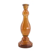 Świeczniki - TAJEMNICZY OGRÓD Świecznik szklany na świecę stołową wys. 30 cm bursztynowy - miniaturka - grafika 1