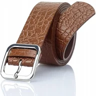 Paski - Skórzany Brązowy Pasek Gracio Klamra SREBRNA 90cm - miniaturka - grafika 1