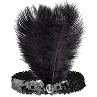 Ozdoby do włosów - Widmann Widmann - Opaska na czoło Charleston z piórami i cekinami w stylu lat 50 SA-8668F - miniaturka - grafika 1