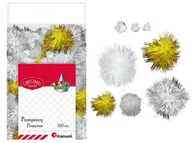 Zabawki kreatywne - Titanum Pompony akrylowe, poliestrowe białe, złote 100szt. - miniaturka - grafika 1