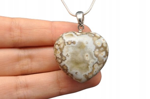 Jaspis Orbikularny Polerowana Zawieszka Serce Przepiękny Wzór Nr 11