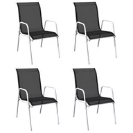 Fotele i krzesła ogrodowe - vidaXL Lumarko Krzesła ogrodowe, sztaplowane, 4 szt., stal i Textilene, czarne 313071 - miniaturka - grafika 1