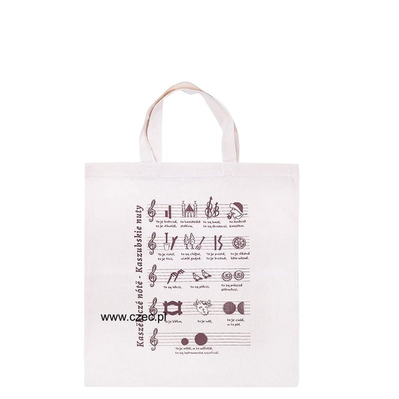 Bawełniana torba folk - nuty kaszubskie - krótka rączka