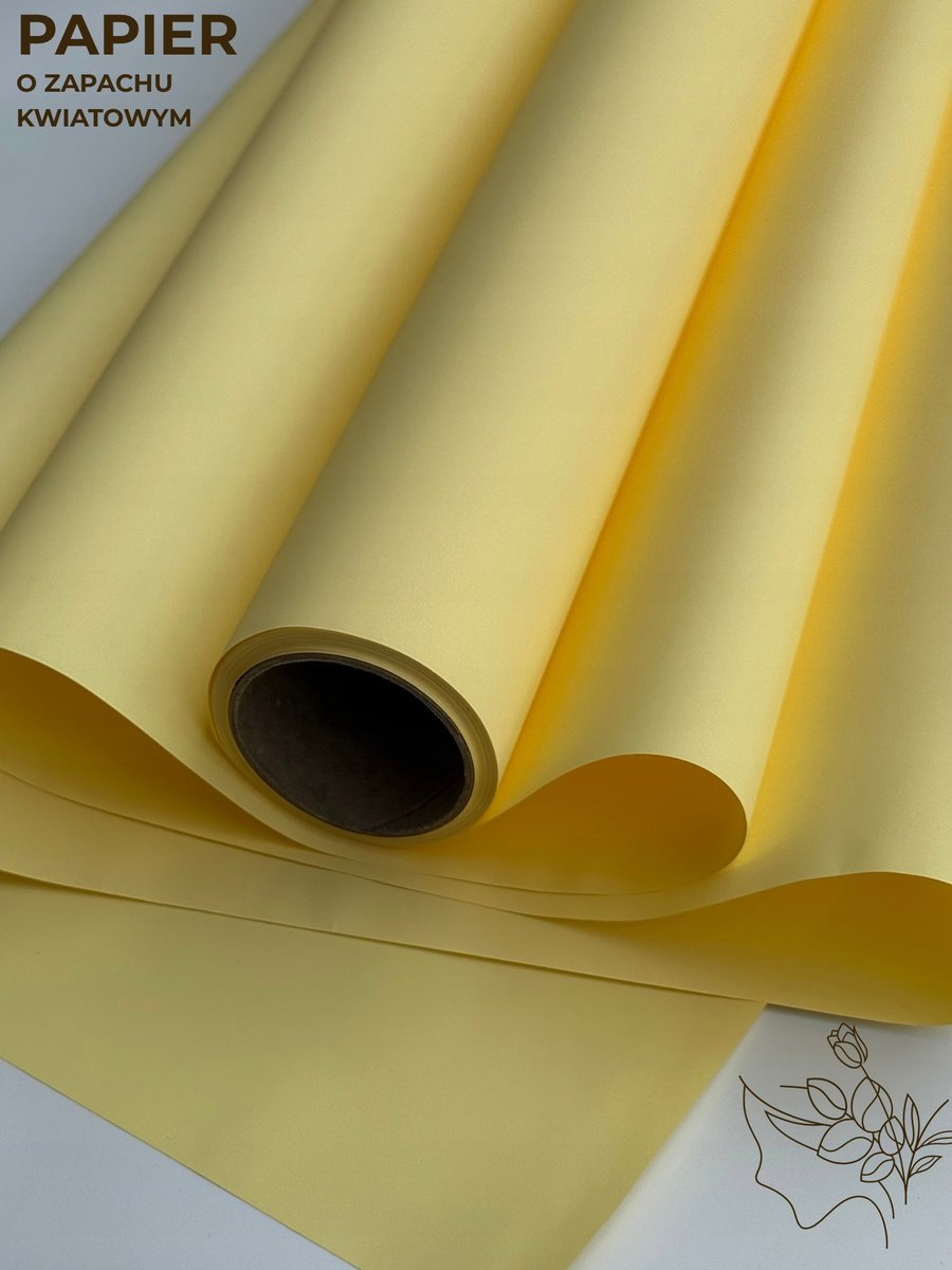 Papier florystyczny do pakowania satynowy 50cmX9m Banan
