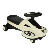 Jeździki dla dzieci - Jeździk grawitacyjny świecące koła LED z muzyką grający skuter 74cm beżowo-czarny max 100kg - miniaturka - grafika 1