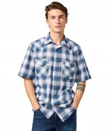 Koszule męskie - Koszula Wrangler SS WESTERN SHIRT 112362381 Blue Shadow L - miniaturka - grafika 1