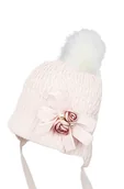Czapki dla dzieci - Dziewczęca czapka na zimę RIMA z pomponem róż - miniaturka - grafika 1