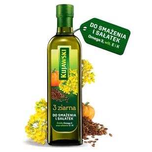 KUJAWSKI KUJAWSKI 3 ZIARNA OLEJ Z RZEPAKU LNU I PESTEK DYNI 750 ML 522147 - Olej spożywczy - miniaturka - grafika 1