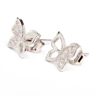 Biżuteria dla dzieci - Srebrne kolczyki motyl cyrkonie - miniaturka - grafika 1