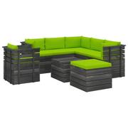 Meble ogrodowe - vidaXL 8-cz zestaw wypoczynkowy z palet z poduszkami lita sosna 3062042 - miniaturka - grafika 1