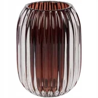 Świeczniki - Wazon świecznik szklany mały dekoracyjny bursztynowy brąz - miniaturka - grafika 1