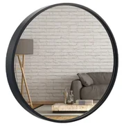 Lustra - Lustro okrągłe drewniane loftowe 60 cm czarne BD art - miniaturka - grafika 1