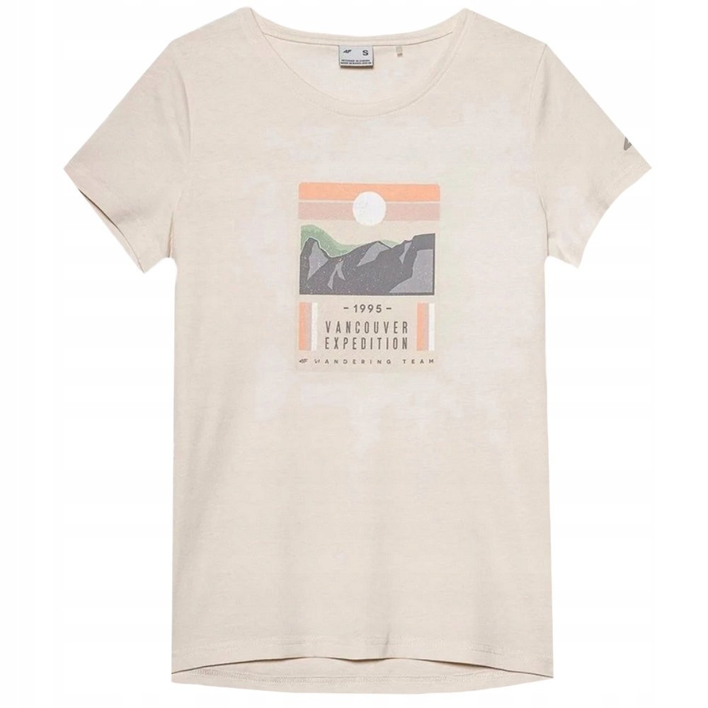 4F Koszulka Damska T-Shirt Kremowy TTSHF274 Rozmiar L