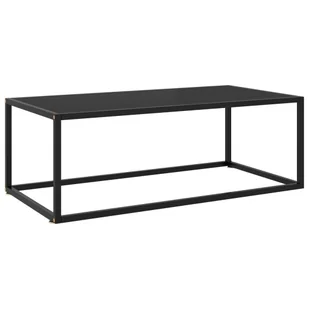 vidaXL Stolik kawowy czarny z czarnym szkłem 100x50x35 cm - Stolik kawowy - Stoliki kawowe - Stolik boczny - Stoliki boczne - Ławy i stoliki kawowe - miniaturka - grafika 1