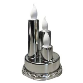Lampiony i znicze - Znicz LED Świeca Ledowa Potrójna Srebrna Ciepła 14cm wkład do zniczy - miniaturka - grafika 1
