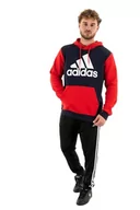 Bluzy męskie - adidas Męska bluza z kapturem Essentials z dużym logo, M, Legend Ink/Better Scarlet, M - miniaturka - grafika 1