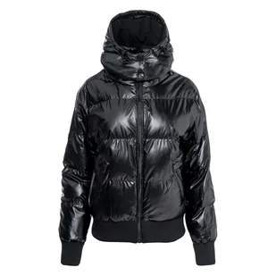 Damska Kurtka zimowa pikowana GUESS BICE METALLIC HOODIE PUFFER W4BL37WGK00-MTBK – Czarny - Kurtki damskie - miniaturka - grafika 1