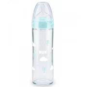 Butelki dla niemowląt - Nuk butelka szklana 240 ml smo silik fc 0-6 niebie - miniaturka - grafika 1