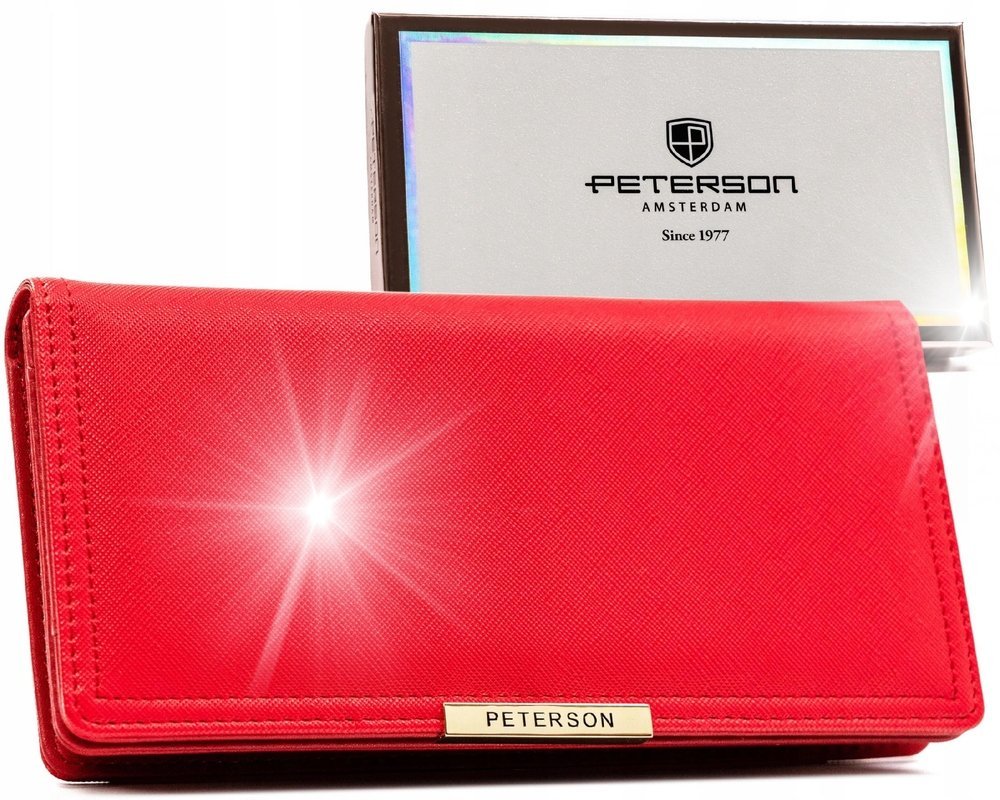 Peterson portfel skóra ekologiczna czerwony PTN 005-SAF-9710 RED - kobieta