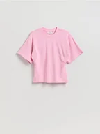 Koszulki i topy damskie - Reserved - Taliowany t-shirt - różowy - miniaturka - grafika 1