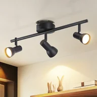 Lampy sufitowe - ZMH Lampa sufitowa 3-punktowa, czarna, GU10, reflektorki regulowane 350°, metal, nowoczesny design (bez żarówki) - miniaturka - grafika 1