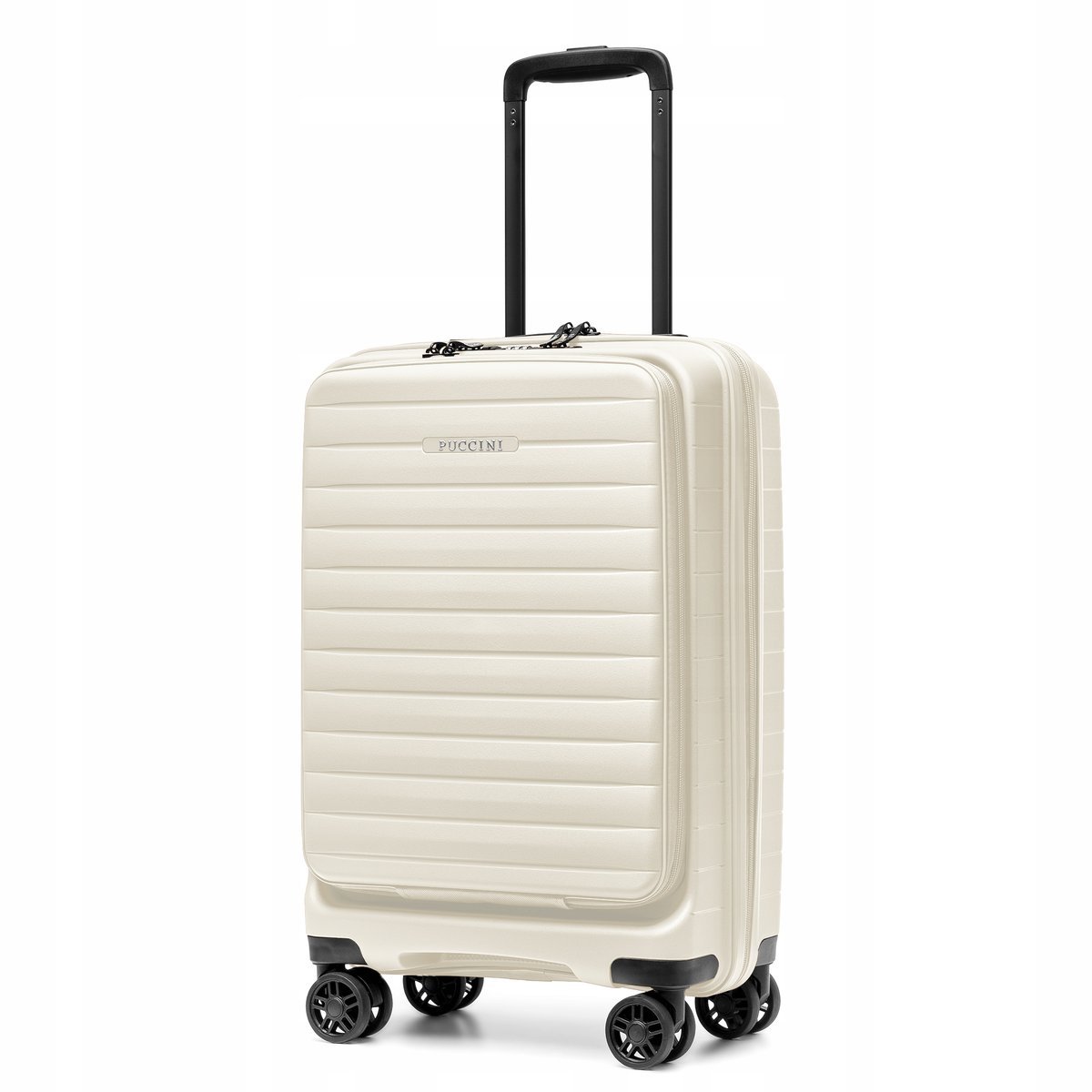 PUCCINI Walizka Kabinowa Podróżna z Kieszenią Zewnętrzną PP Biała PP028C-0