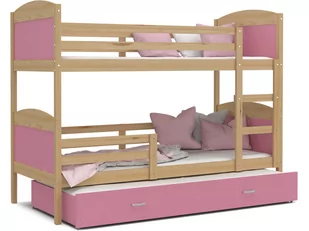Łóżko piętrowe 190x80 sosna róż MATEUSZ 3 - Łóżka dla dzieci i młodzieży - miniaturka - grafika 1