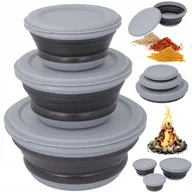 Pojemniki kuchenne - ZESTAW MISKI SKŁADANE SILIKONOWE POJEMNIKI TURYSTYCZNE Z POKRYWKAMI 3szt. - miniaturka - grafika 1