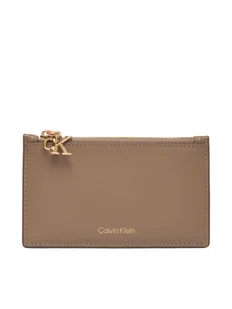 Calvin Klein Etui na karty kredytowe Ck Zip Cardcase 6Cc LV04F1076G Beżowy - Etui na dokumenty i karty - miniaturka - grafika 1
