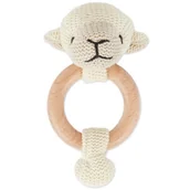 Grzechotki dla dzieci - Bieco Grzechotka szydełkowa owca z drewnianym obręczem - grzechotka dla niemowląt 1 miesiąc obręcz do ząbkowania dla niemowląt z grzechotką chwytaków - miniaturka - grafika 1
