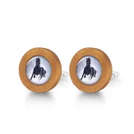 Spinki do mankietów i krawatów - Czarny koń - drewniane spinki do mankietów - miniaturka - grafika 1