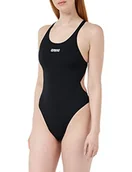 Stroje kąpielowe - ARENA Damski kostium kąpielowy Swim Tech Open Back MaxLife One Piece Solid Team, czarny, 164 - miniaturka - grafika 1