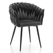 Krzesła - krzesło premium LATINA tapicerowane glamour zaplatane welurowe szare - miniaturka - grafika 1