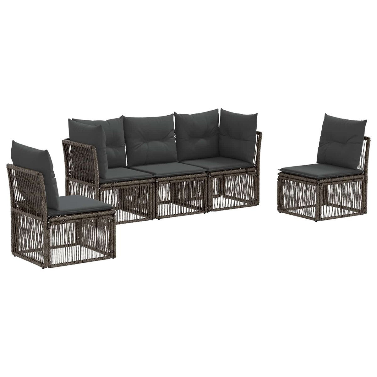 vidaXL Zestaw Sof na Ogród 5 pcs Szary polirattan