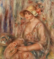 Plakaty - Galeria Plakatu, Plakat, Woman in Muslin Dress, Pierre-Auguste Renoir, 40x50 cm - miniaturka - grafika 1