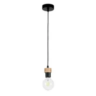 Lampy sufitowe - Britop lampa wisząca 1 punktowa CLARTE Metal czarny drewno dąb olejowany 3271104 3271104 - miniaturka - grafika 1