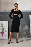 Sukienki - Karl Lagerfeld sukienka KL x The Ultimate icon kolor czarny midi dopasowana - miniaturka - grafika 1