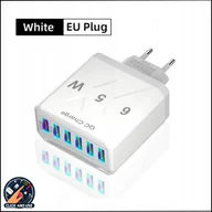 Ładowarki do telefonów - ŁADOWARKA USB 65W 6 PORTÓW DO SZYBKIEGO ŁADOWANIA QC 3.0 ŁADOWARKA biały - miniaturka - grafika 1