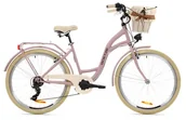 Rowery - Rower miejski damski z przerzutkami Goetze 26 cali liliowy - miniaturka - grafika 1