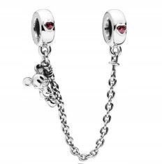 Zawieszka CHAIN BEAD srebrna 925 z cyrkoniami w kształcie serca łańcuszek