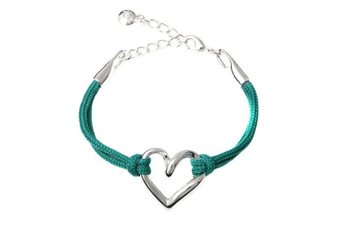 Bransoletka Damska Z Serduszkiem Miętowa