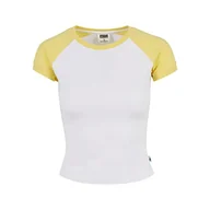 Koszulki i topy damskie - Urban Classics Ladies Organic Stretch Short Retro Baseball Tee, Koszulka Damska, Biały/Vintesun, Biały/Vintagesun, XL - miniaturka - grafika 1